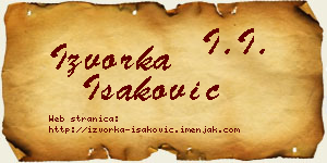 Izvorka Isaković vizit kartica